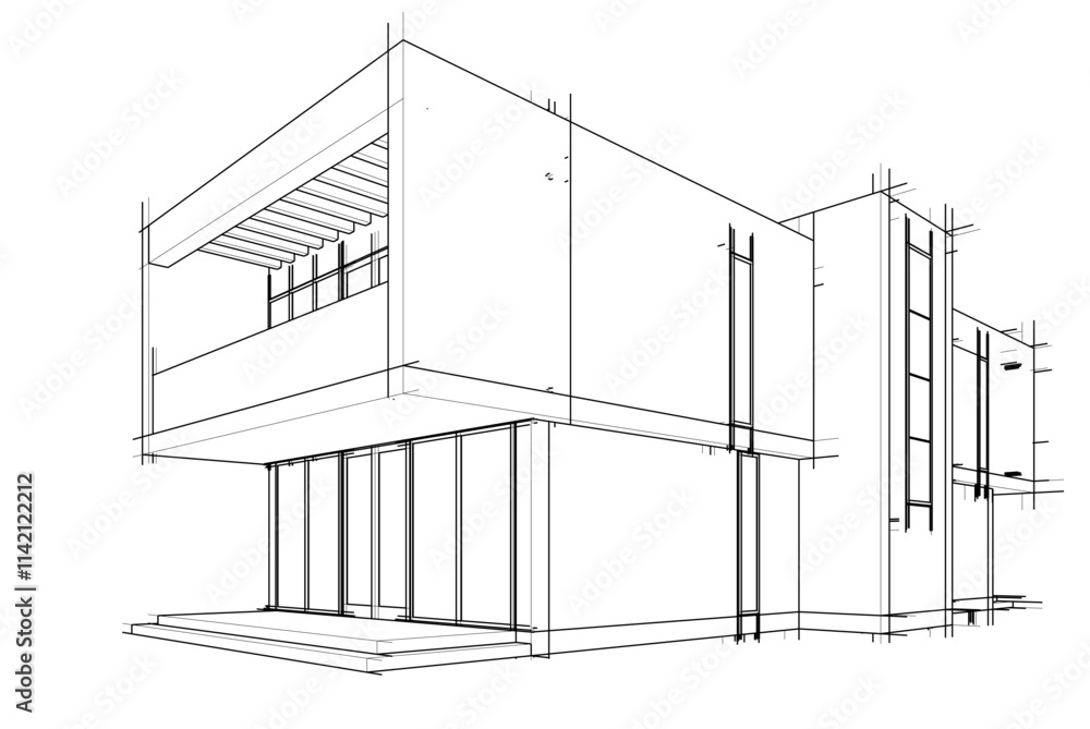 house building sketch architectural 3d illustration house building sketch architectural 3d illustration