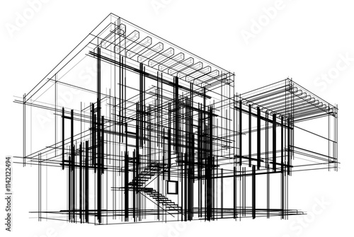 architectural drawing of a house vector  3d  illustration
