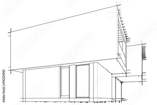 architectural drawing of a house vector  3d  illustration