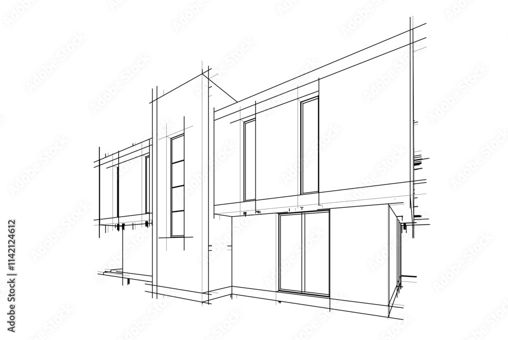 house building sketch architectural 3d illustration house building sketch architectural 3d illustration