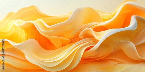 Abstract orange and yellow flowing fabric waves.