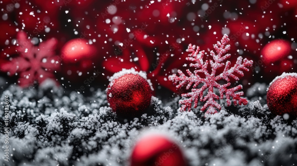 Fototapeta premium abstract christmas background with balls and snowflakes