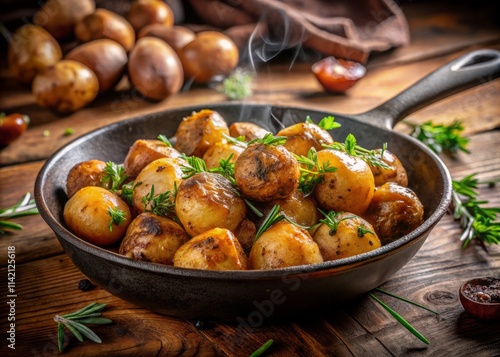 Crispy Roasted Potatoes Pan Fried Recipe - Wide Angle Photography