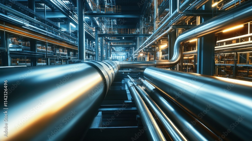 Fototapeta premium Industrial Piping Network in a Modern Facility