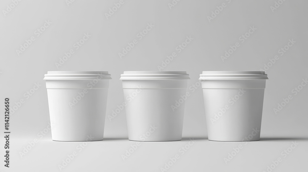 Plastic yogurt cup mockup. White cream pot package for yoghurt. 3d blank jar for dessert box mock up. Closed round food packaging with cover for sweet dairy isolated set. Empty realistic snack can Plastic yogurt cup mockup. White cream pot package for yoghurt. 3d blank jar for dessert box mock up. Closed round food packaging with cover for sweet dairy isolated set. Empty realistic snack can