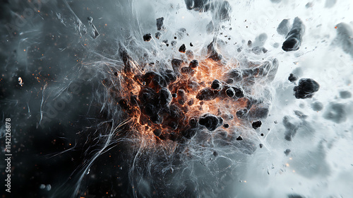 Abstract Fire & Smoke: A dramatic clash of dark and light, capturing the raw energy and intensity of a fiery explosion in a mesmerizing abstract composition.  