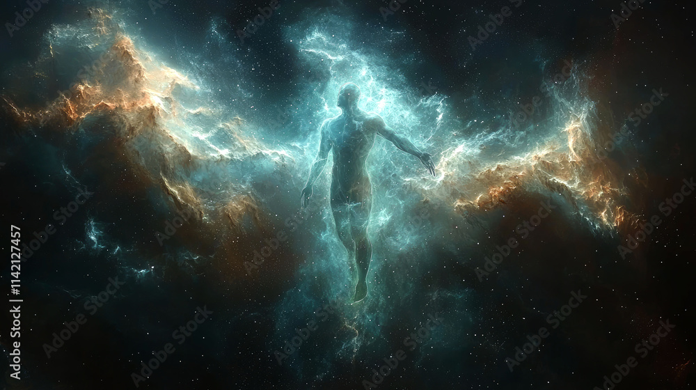 Celestial being in nebula. Celestial being in nebula.
