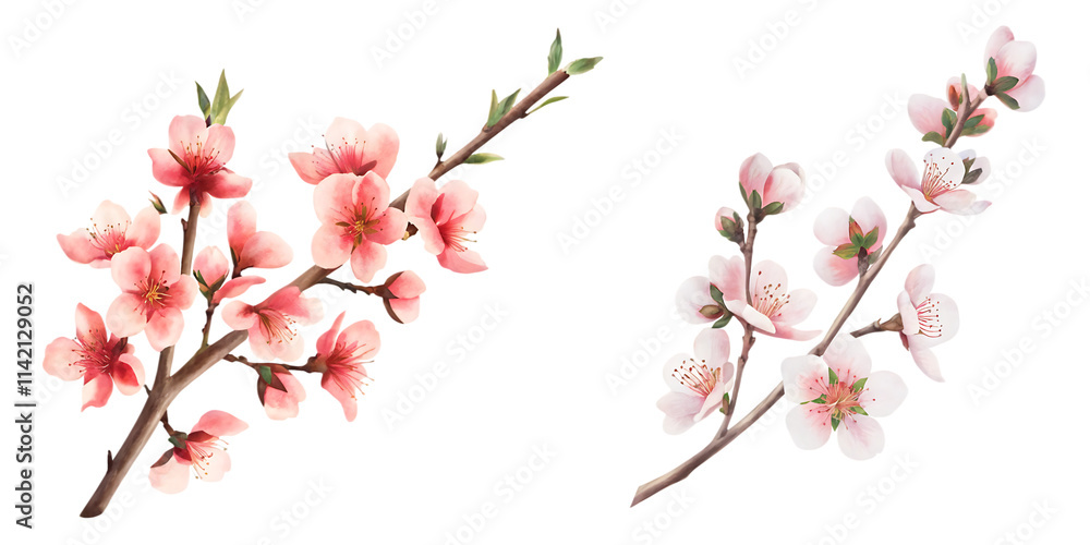 pink cherry blossom isolated on white background PNG.AI GENERATED pink cherry blossom isolated on white background PNG.AI GENERATED
