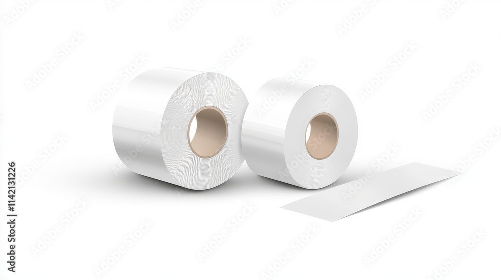 White duct roll adhesive tape realistic set vector illustration isolated on transparent background. Office and household supplies, construction sellotape White duct roll adhesive tape realistic set vector illustration isolated on transparent background. Office and household supplies, construction sellotape
