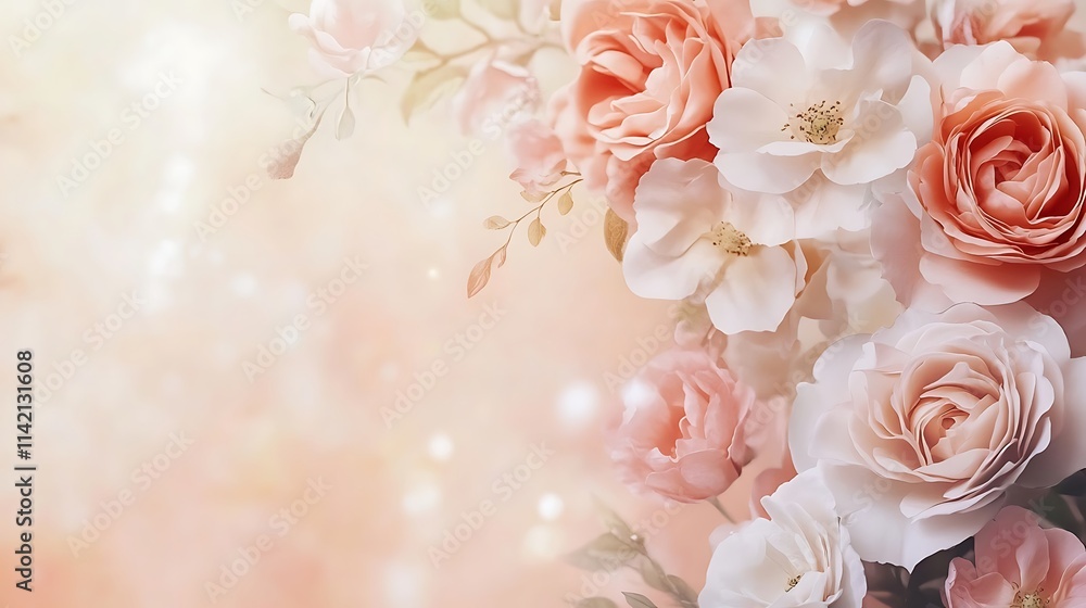 Delicate Peach and White Roses Bloom Beautifully Delicate Peach and White Roses Bloom Beautifully