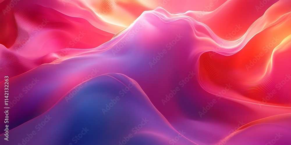 Fototapeta premium Abstract pink, purple, and orange flowing fabric texture.