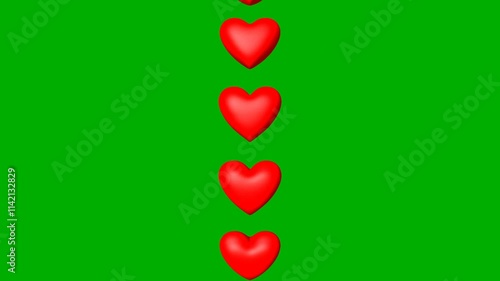 Love animation red heart seamless loop green screen