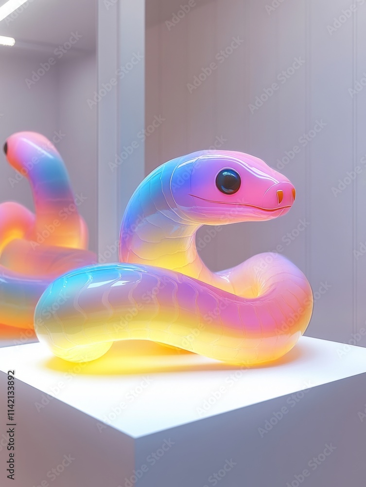 Fototapeta premium Colorful glowing snake-like shapes in a modern abstract design