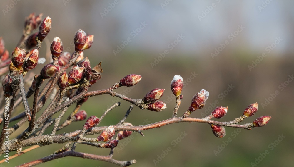 마른 나뭇가지에 맺히지 못한 시든 꽃봉오리