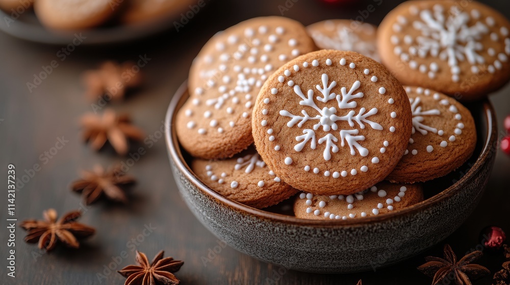 Fototapeta premium christmas gingerbread cookies on wooden background top view with copy space