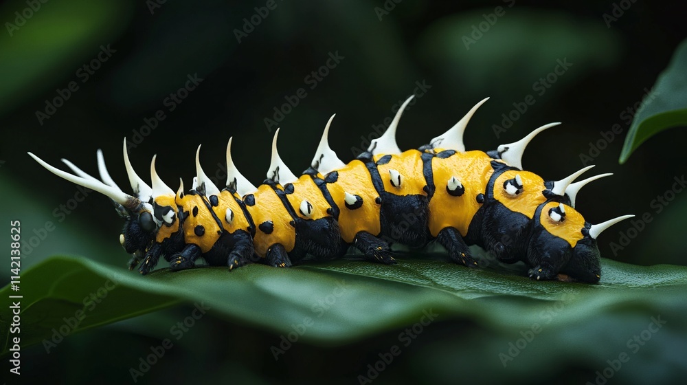 Obraz premium yellow caterpillar on a leaf