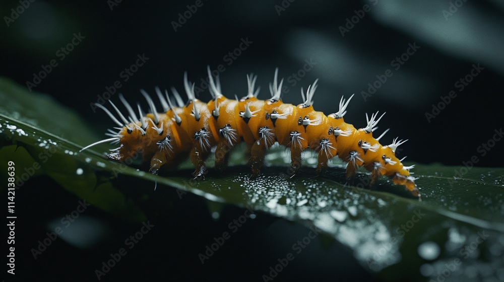 Naklejka premium caterpillar on a leaf