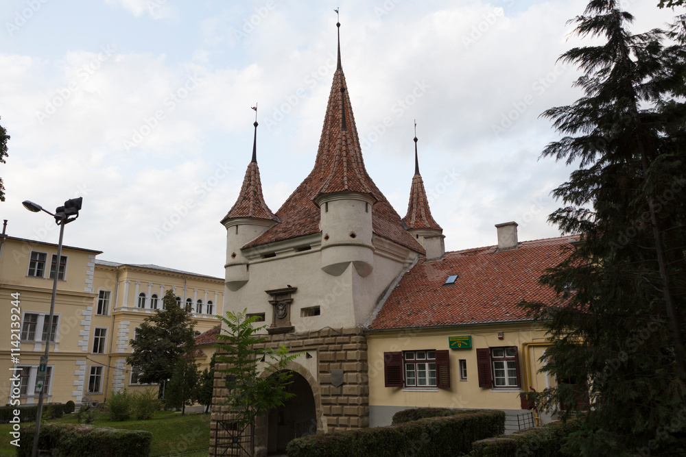 Romania Brasov city view on a cloudy summer day Romania Brasov city view on a cloudy summer day