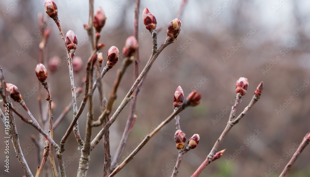 마른 나뭇가지에 맺히지 못한 시든 꽃봉오리