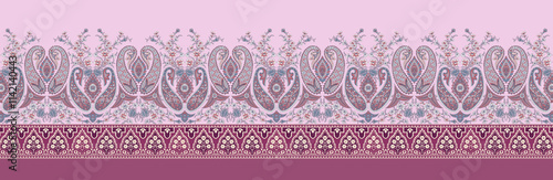 Seamless Paisley Indian Silky boder Abstract boder