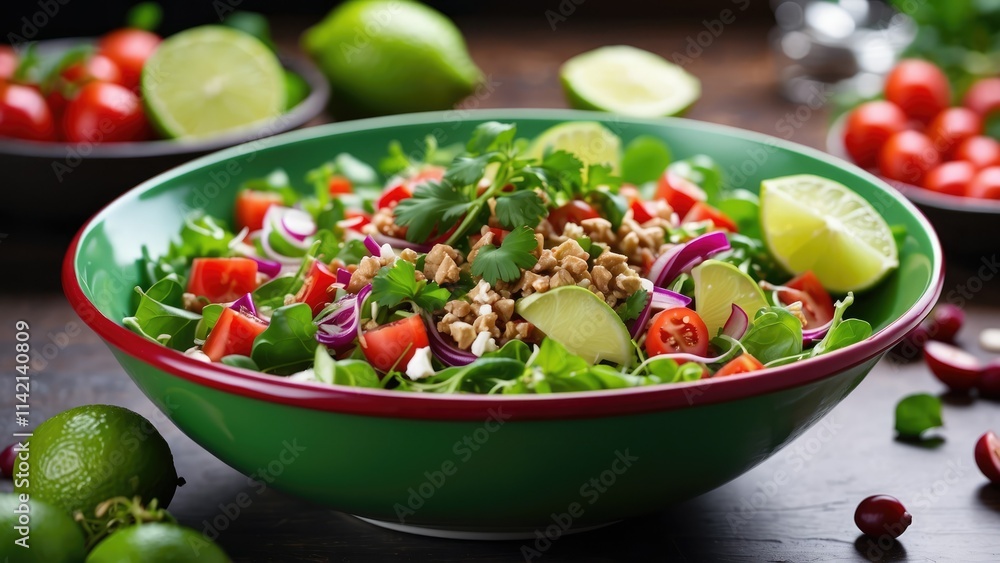 A vibrant bowl of freshly chopped salad featuring an abundance of finely chopped green herbs, A vibrant bowl of freshly chopped salad featuring an abundance of finely chopped green herbs,