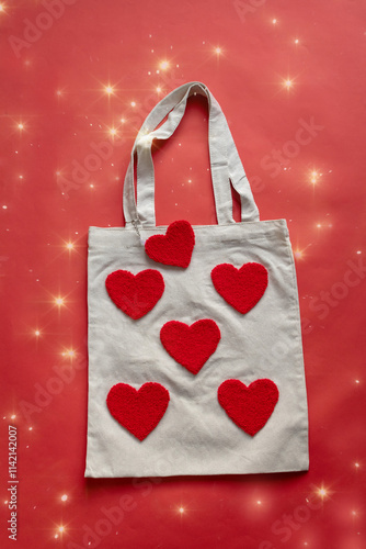 Shopper bag as a gift for Valentine's Day. Handmade.