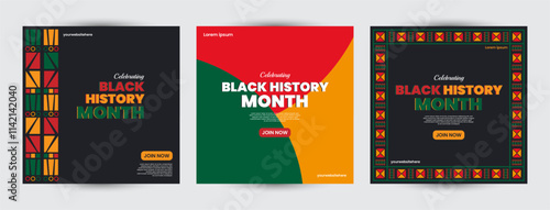 Collection of Black history month design for social media posts, greeting card, cover, sale promotion templates. Celebrating black history month