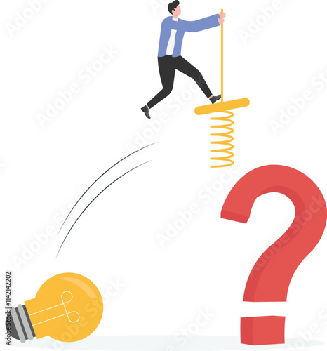 Businessman carrying dollar crosses question mark
