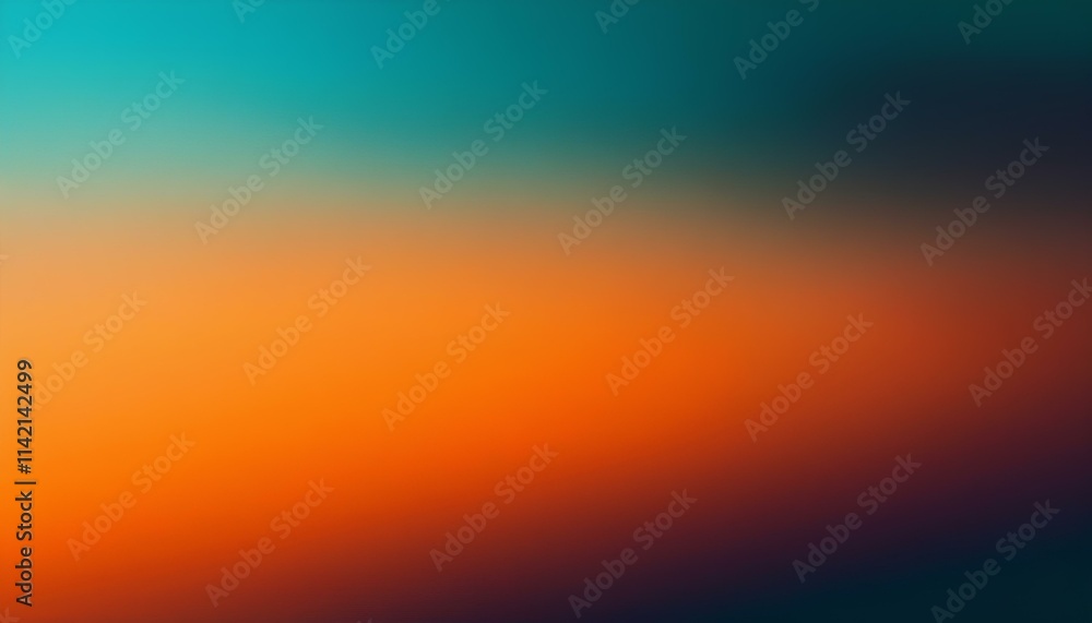 Naklejka premium Abstract blurred color gradient of teal and orange with grainy textured background. Grainy color gradient background dark abstract background banner card poster wallpaper design website header.