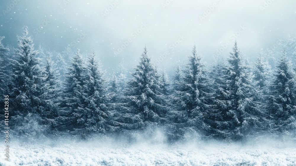 fir trees and snowflakes in the winter forest copy space fir trees and snowflakes in the winter forest copy space
