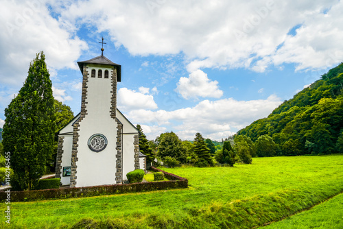 View of the Christian church at the Diemelsee basin.
 photo