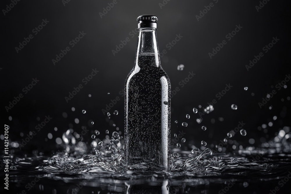 Glass Bottle Submerged In Water Droplets Glass Bottle Submerged In Water Droplets