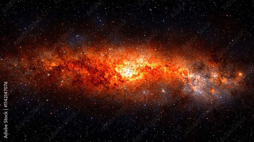 Naklejka premium Fiery cosmic nebula in space. (1)