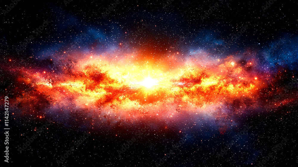 Fototapeta premium Fiery cosmic nebula in space.