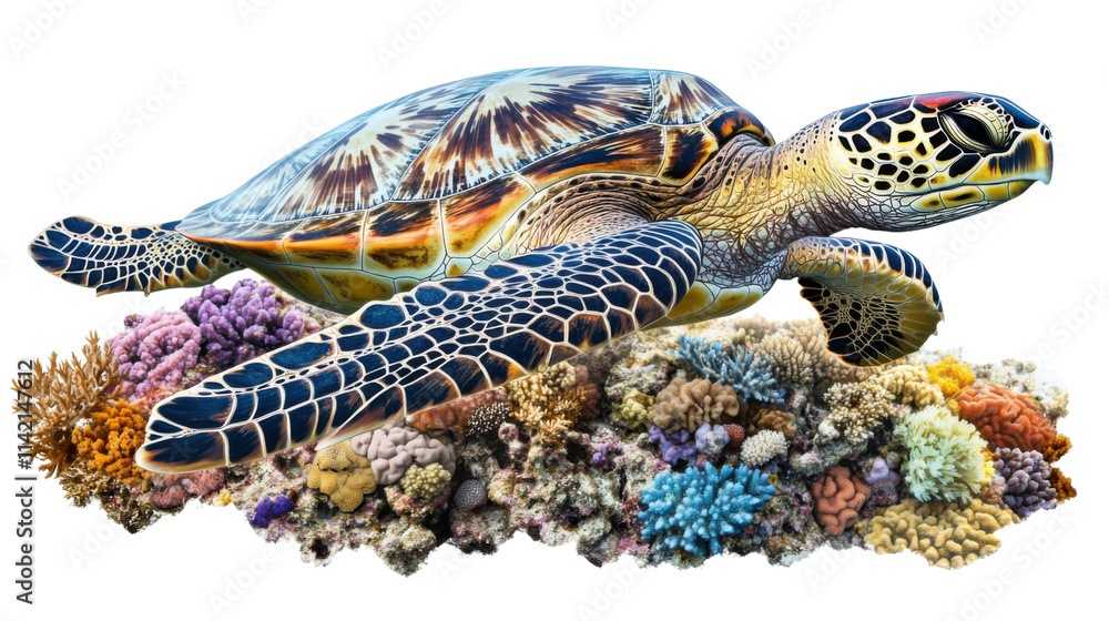 Fototapeta premium Sea turtle, transparent background