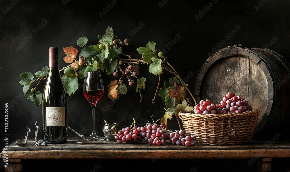 still life with wine and grapes still life with wine and grapes