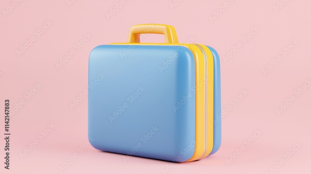 Colorful lunch box against a pink background. Colorful lunch box against a pink background.