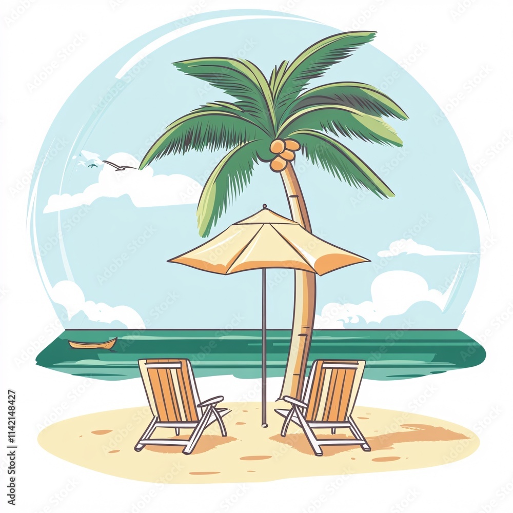 Obraz premium chairs and umbrella
