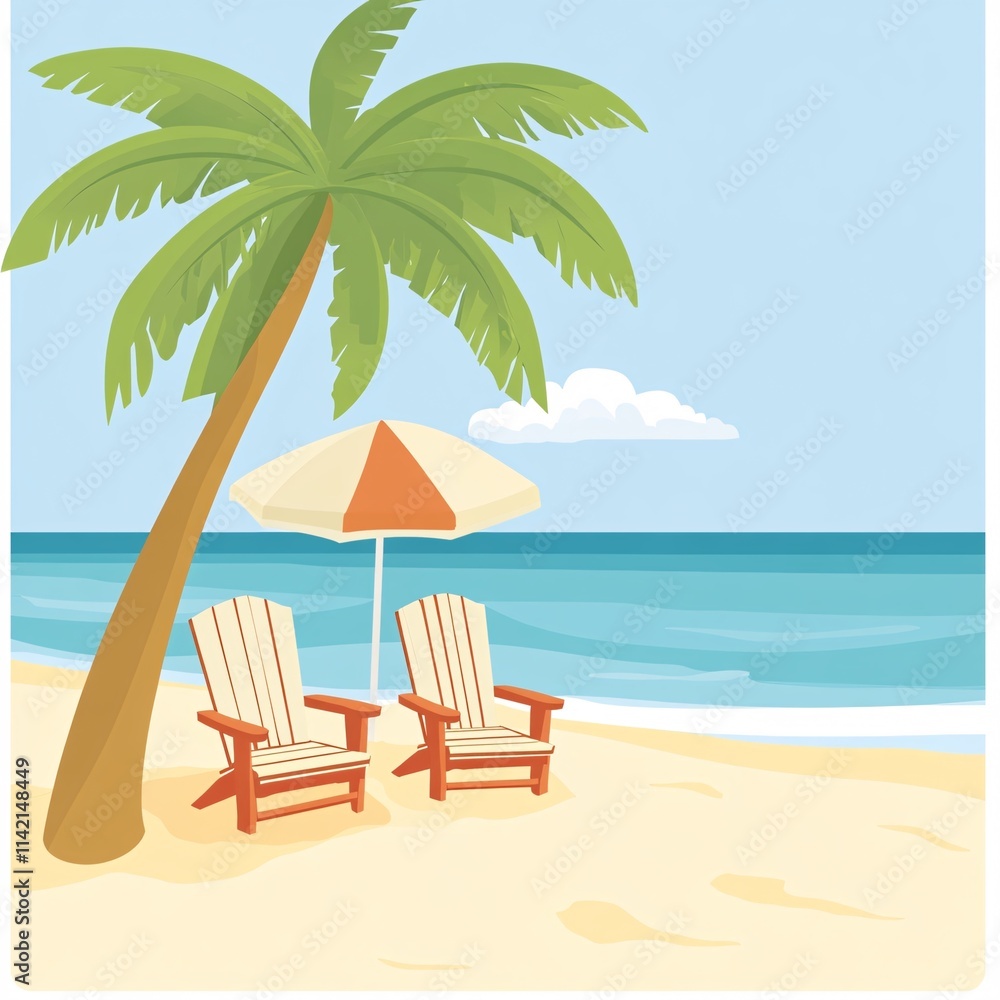 Obraz premium chairs and umbrella