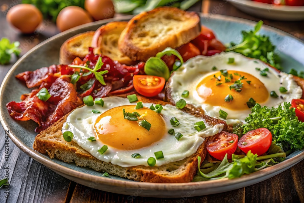 Fried Egg Breakfast: Worm's Eye View - Close-Up Macro Photography