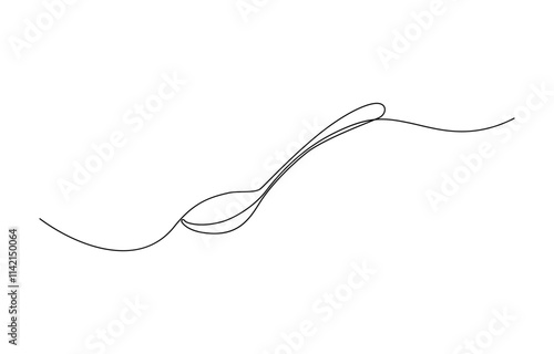 Spoon fork place mat one line drawing continuous, One line art illustration of knife and fork isolated on white background, Serving spoon, Icon, Vector drawing, One line art, A simple drawing.