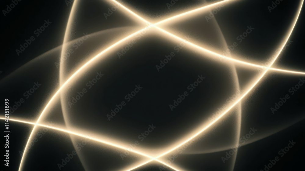 Naklejka premium Soft Glowing Neon Lines Forming Abstract Pattern on Dark Background