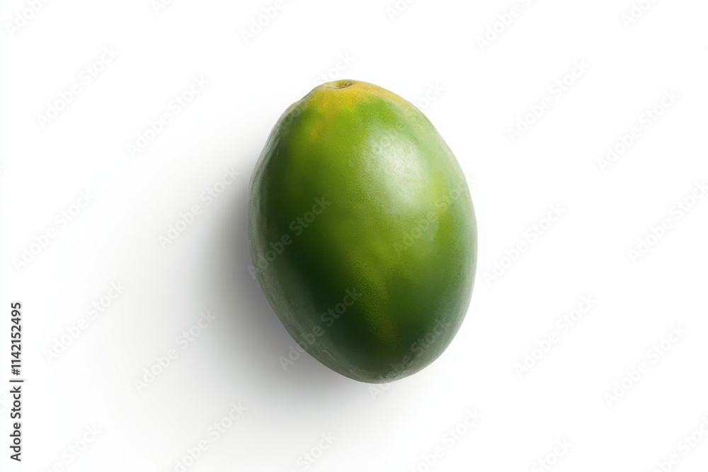 Papaya on white plain, top view, isolated, high contrast, standalone fruit Papaya on white plain, top view, isolated, high contrast, standalone fruit