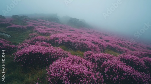 Misty Mountain Heather: A Serene Landscape photo