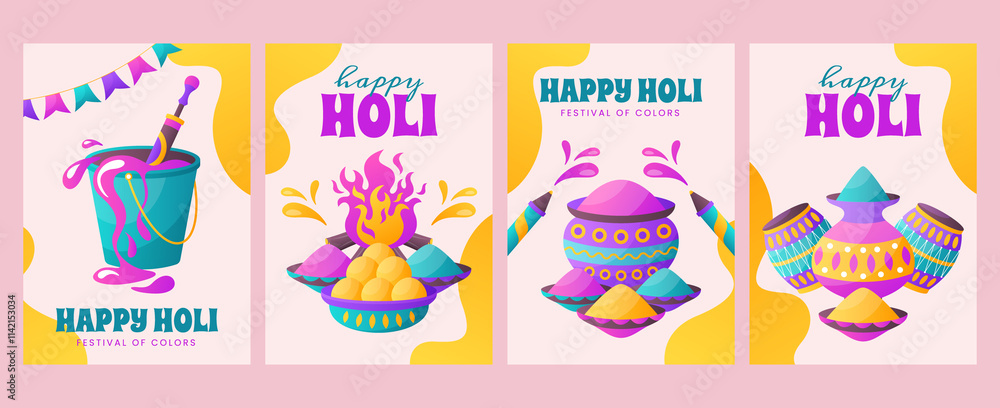 Naklejka premium Vibrant Holi Celebration Illustration