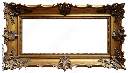 antique picture frame, PNG Baroque golden picture frame isolated png frame, antique gold picture frame