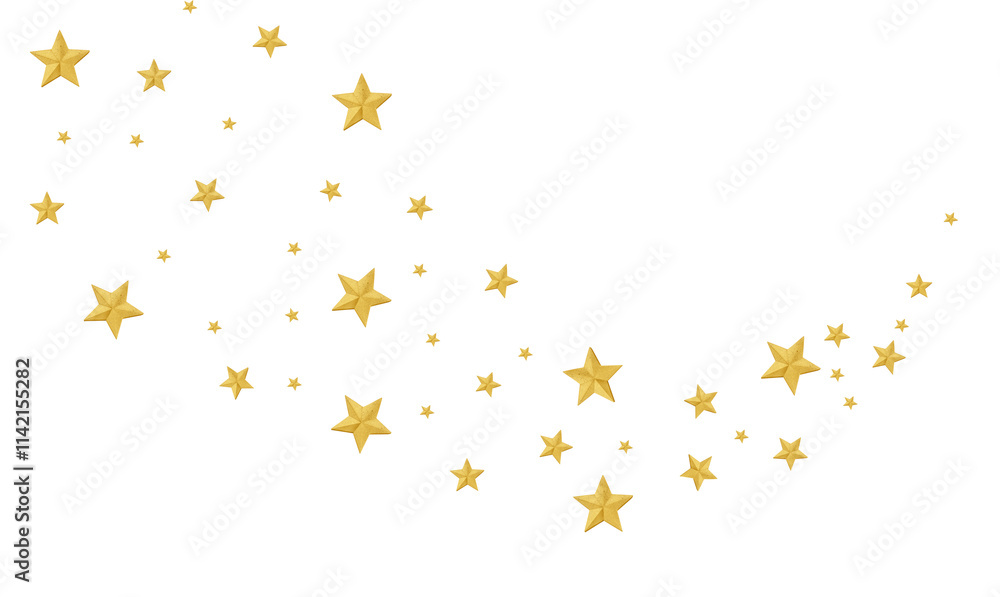 Shiny golden star decorations on white background, festive Christmas ornaments with clipping path Shiny golden star decorations on white background, festive Christmas ornaments with clipping path