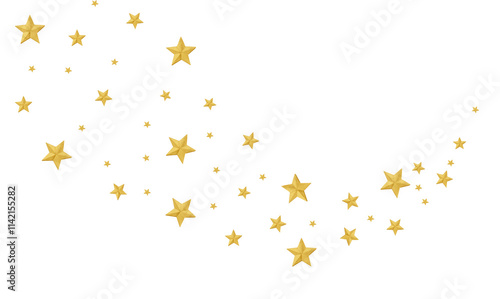 Shiny golden star decorations on white background, festive Christmas ornaments with clipping path