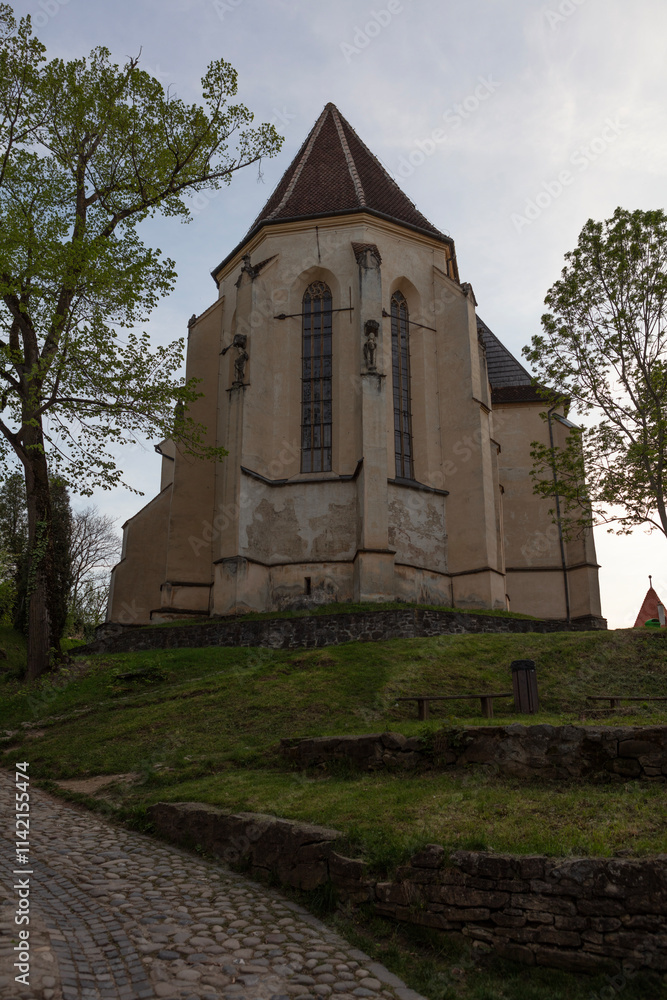 Romania Sighisoara city view on a cloudy summer day Romania Sighisoara city view on a cloudy summer day