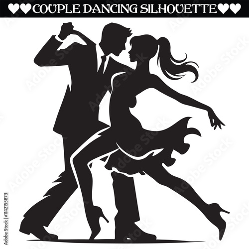 Dancing couple silhouette vector illustration design